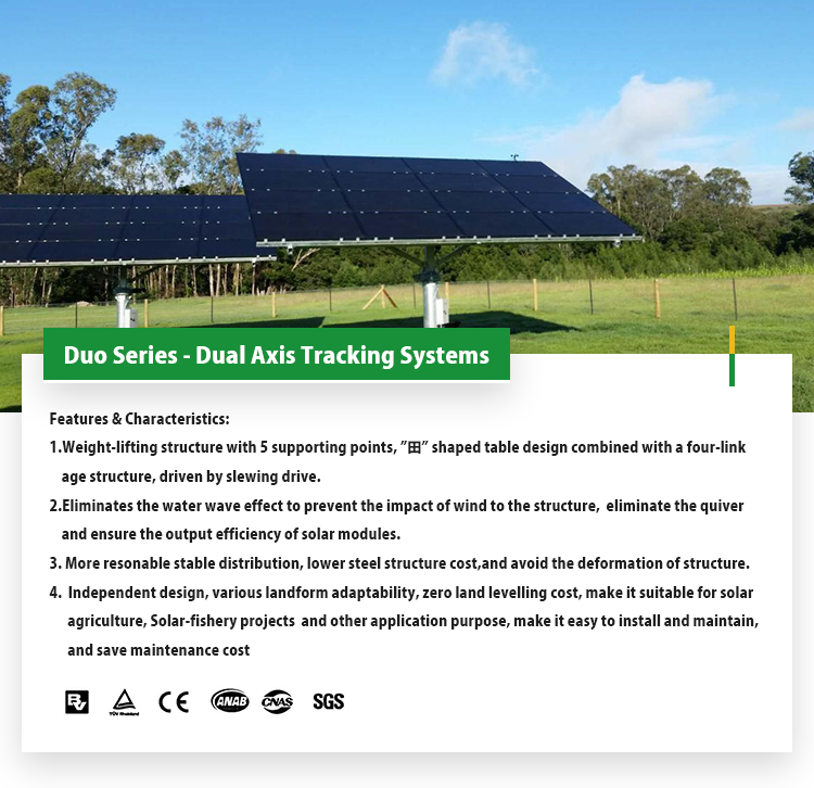 Dual axis solar tracking system