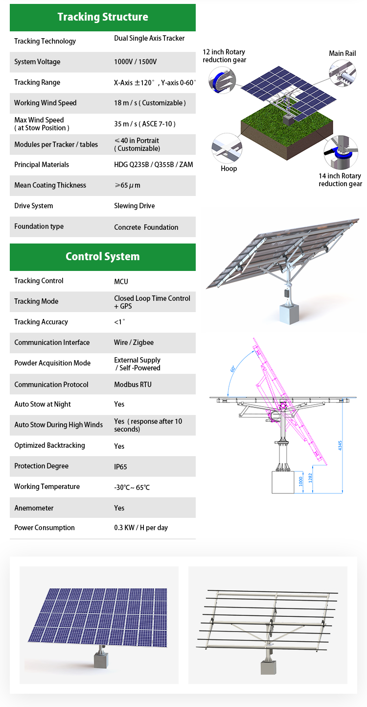 Dual axis solar tracking system